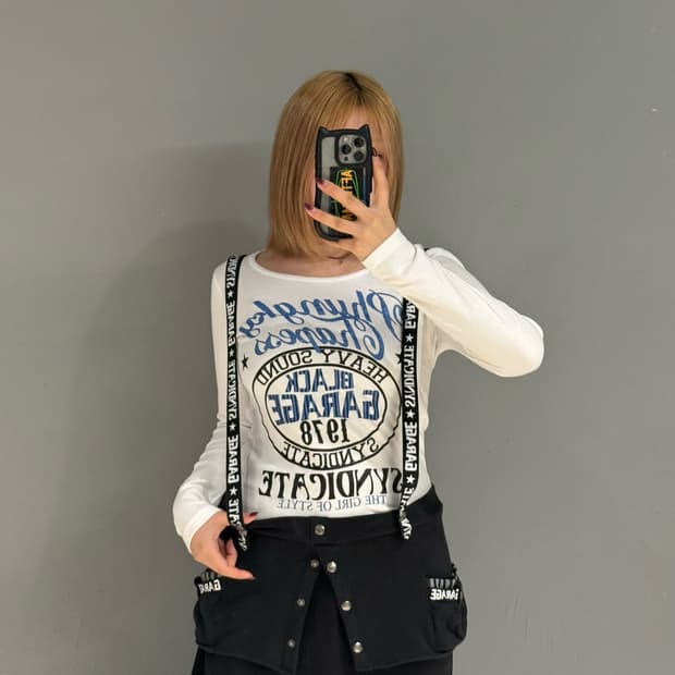 overalls detail lettering long sleeve