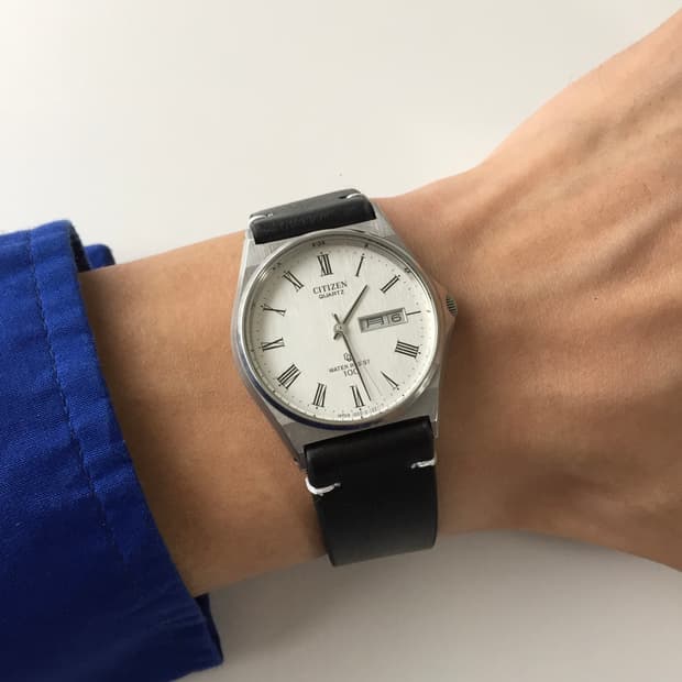 80s citizen roman index day-date quartz