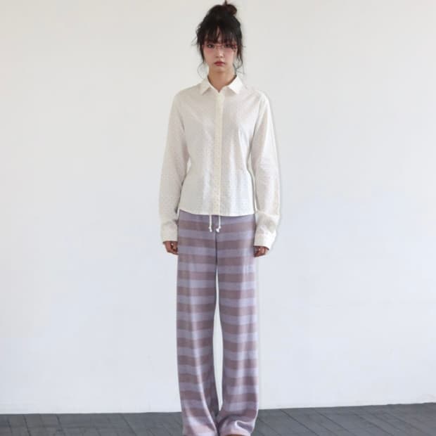 온스카 STRIPE KNIT PANTS (PURPLE)
