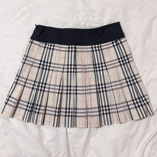 버버리 체크 플리츠 스커트 치마 빈티지 로걀 히메갸루 라떼갸루