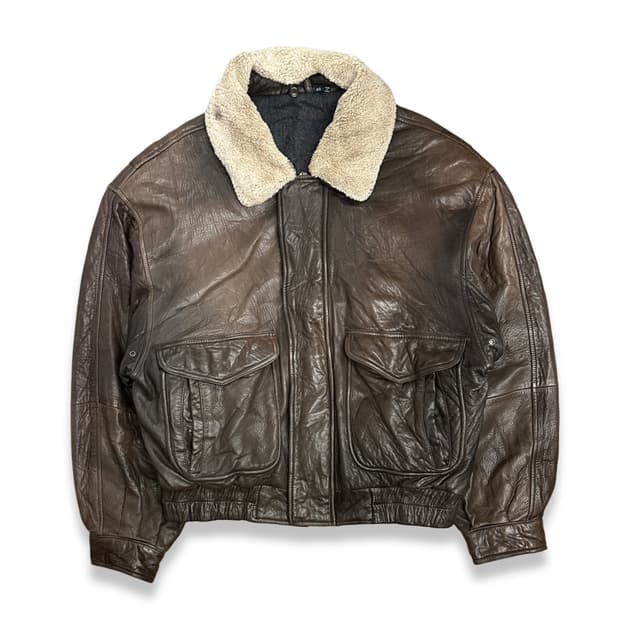 90s HUGO BOSS 에비에에터 레더 자켓 44