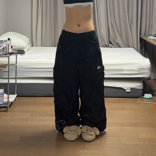 UFO 나일론 블랙 카고 팬츠