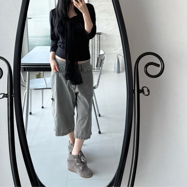 washed cargo half pants