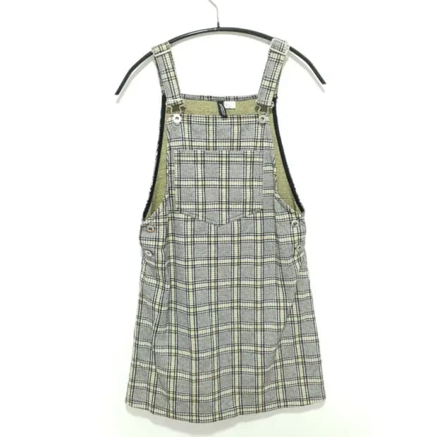 H&M 체크 멜빵 원피스 38_M0444