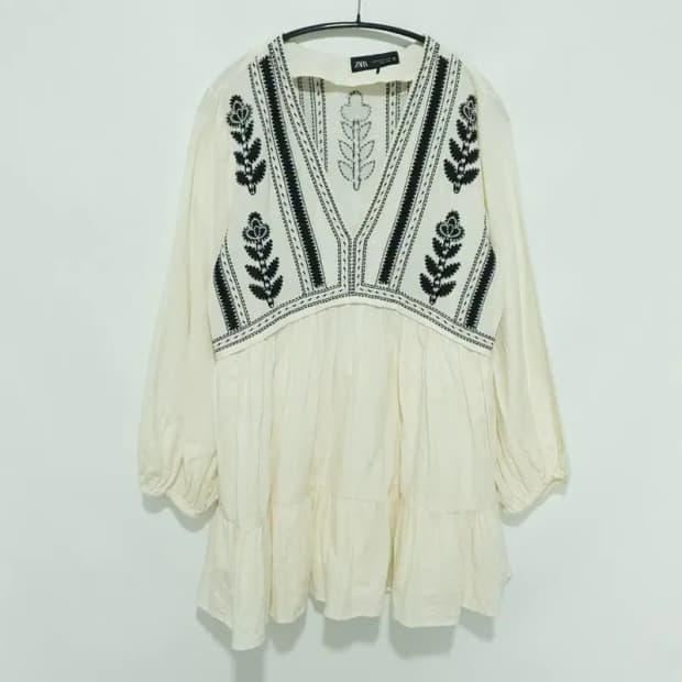 자라 브이넥 에스닉 원피스 M_M1095