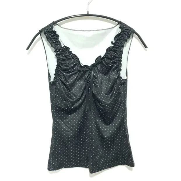 새틴 도트 민소매 블라우스 M_S1124