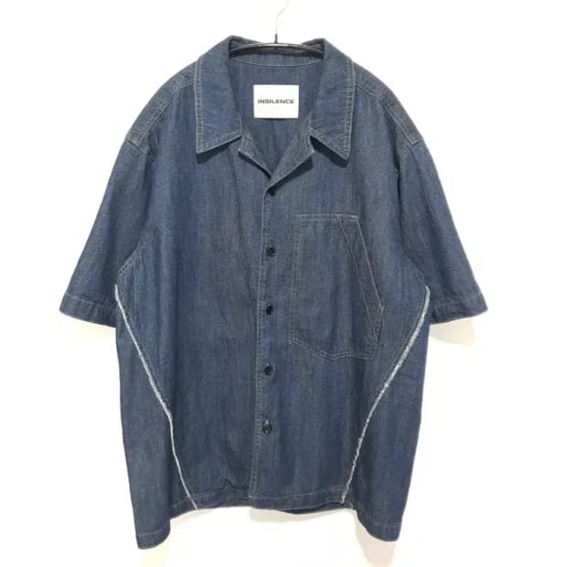 인사일런스 컷오프 린넨 데님 반팔 셔츠 M_S1162