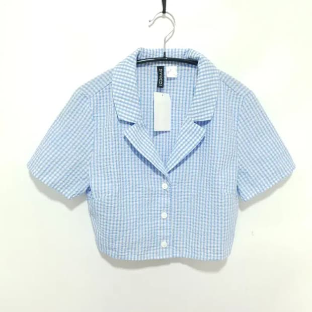 H&M 크롭 반팔 셔츠 XS_S1207