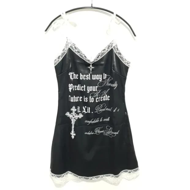 레터링 엔젤 크로스 새틴 드레스 S_S1268