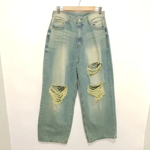 어반드레스 여성 와이드 빈티지 그린 데님 팬츠 XL _M1363