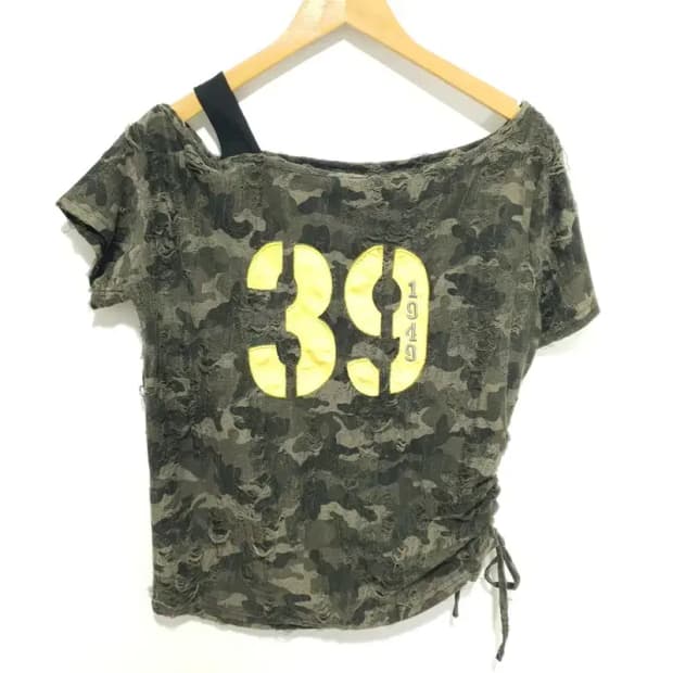 원숄더 밀리터리 셔링 반팔 F_S1289