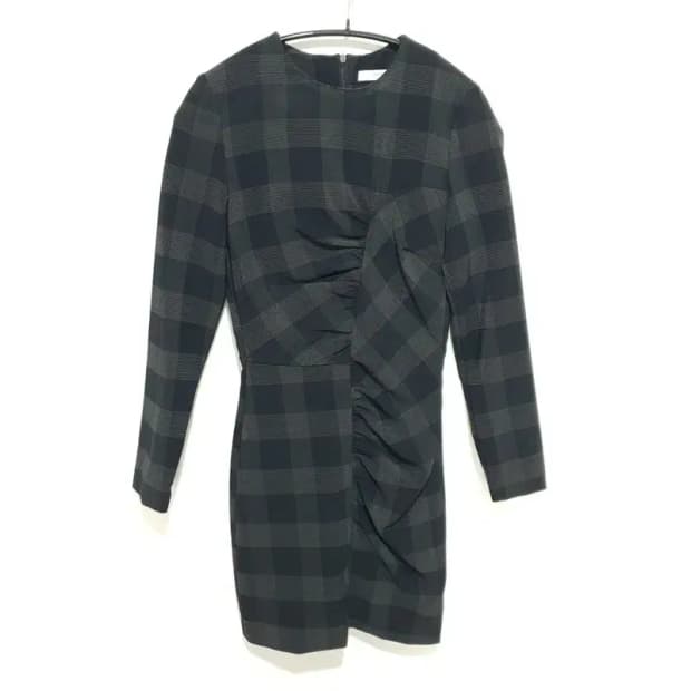 망고 셔링 언발 체크 원피스 XS_M1356