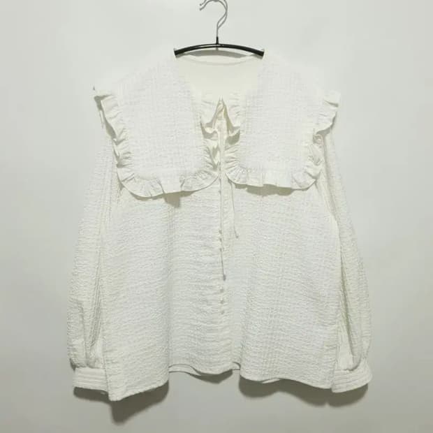 쿠오세 러플 햄 블라우스 M_M1396