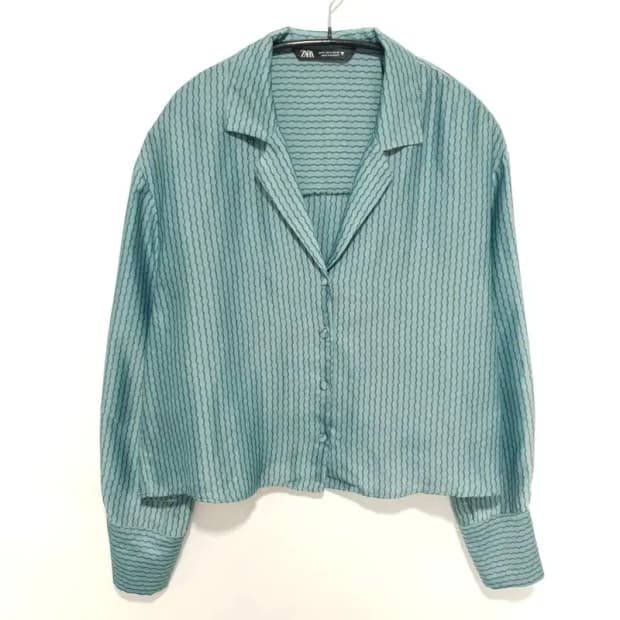 자라 패턴 새틴 크롭 블라우스 S_M1418