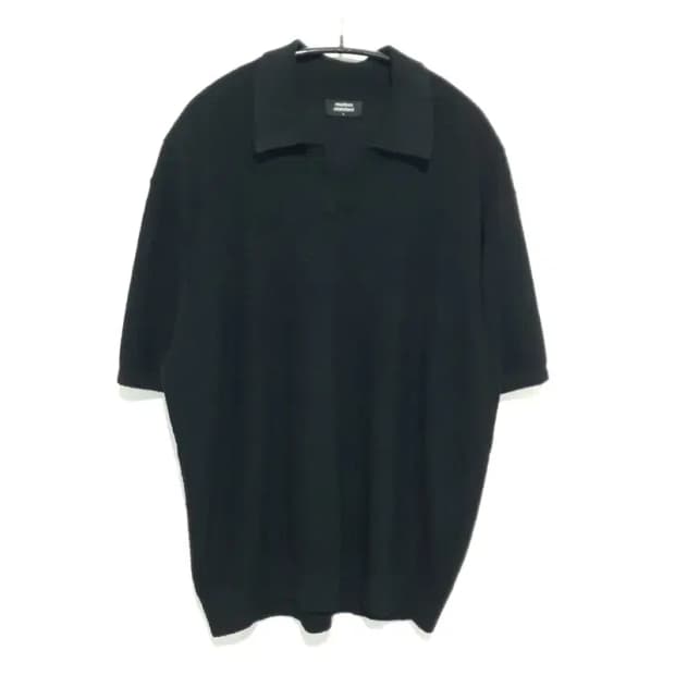 무탠다드 부클 슬릿넥 니트 반팔 카라티 L_S1445