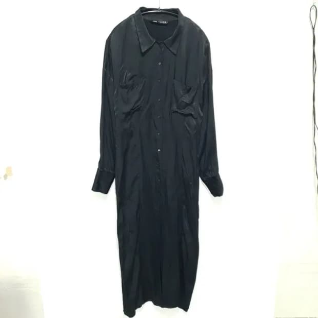 자라 새틴 롱 셔츠 원피스 L_M1671