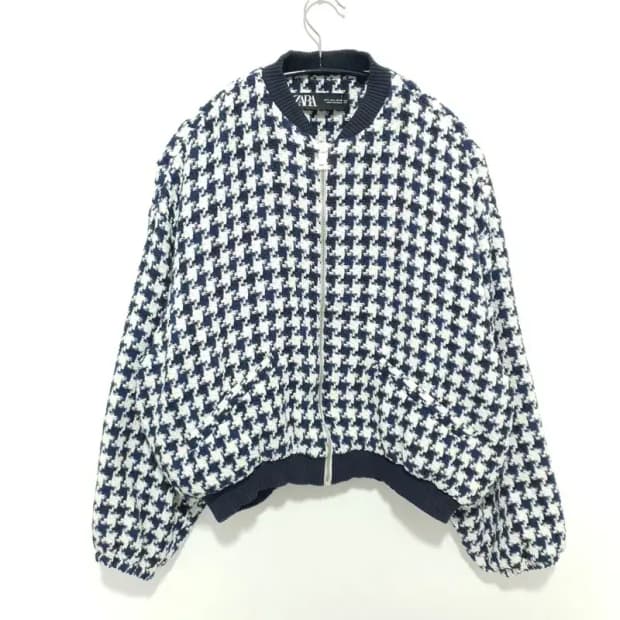 자라 여성 트위드 스트럭처 봄버 자켓 L_M1664