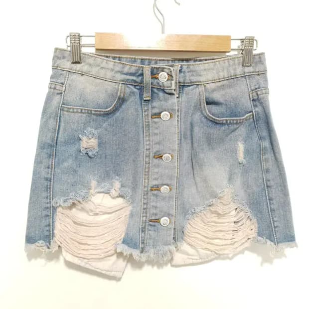 버튼 포인트 데님 스커트 L_S1533