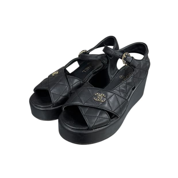 샤넬 CC 로고 샌들 36