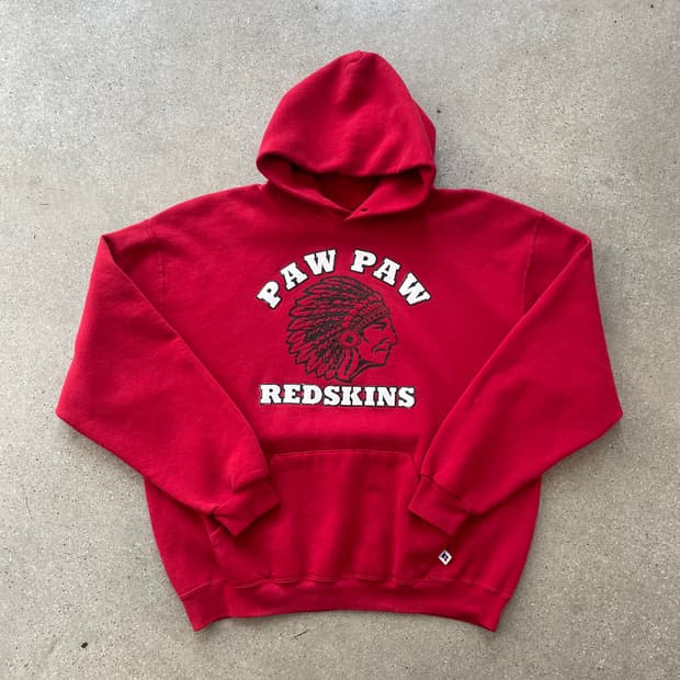 빈티지  러셀 애슬레틱 후드티 레드(화이트/블랙)