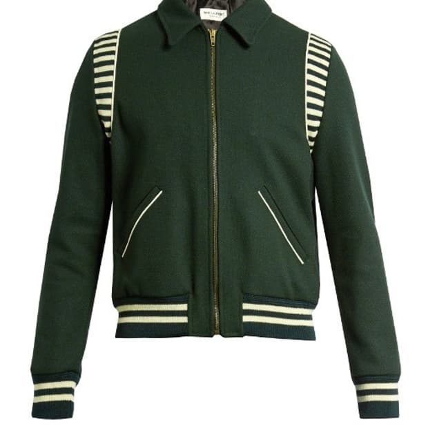 생로랑 테디 바시티 그린 자켓