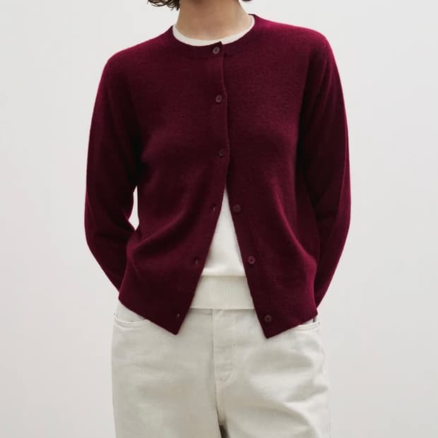 (새상품) 캐시미어 가디건 버건디 S 