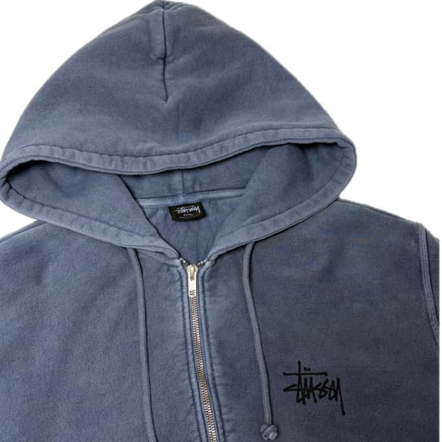 스투시 베이직 후드집업 피그먼트 블루