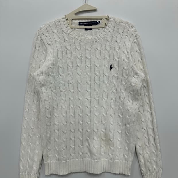 폴로 화이트 꽈베기 니트