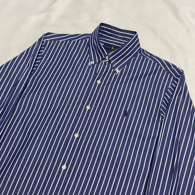 S 폴로랄프로렌 클래식핏 블루 스트라이프 셔츠