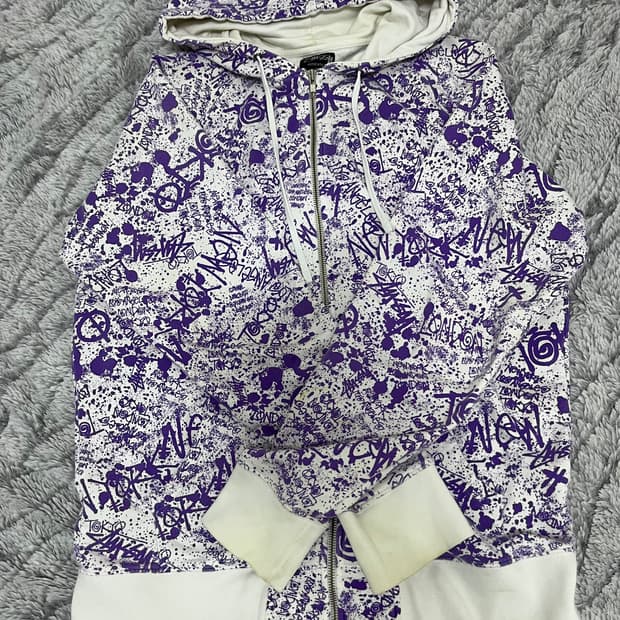 스투시 낙서 후드집업