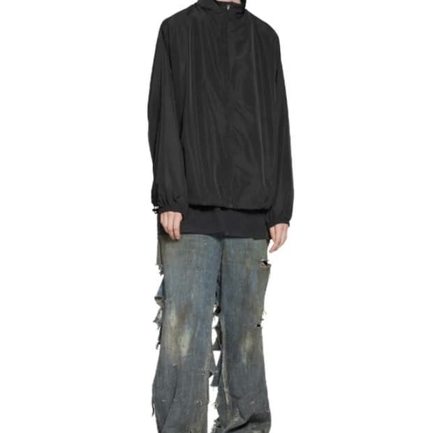 [M]발렌시아가 미니멀 로고 트랙 자켓 블랙 바람막이