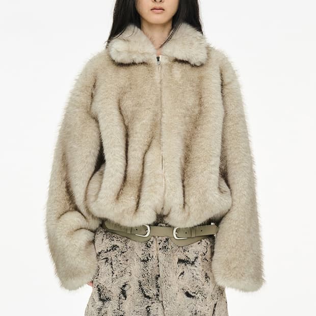 세릭 퍼자켓 새상품 Brushed Fur Jacket Beige