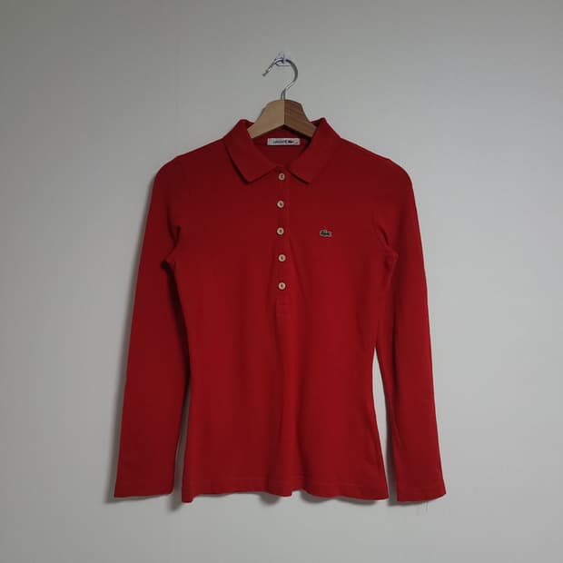 (36) LACOSTE 라코스테 여성 레드 긴팔 카라 티셔츠