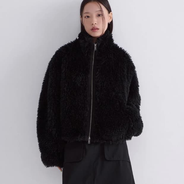 무신사 퍼자켓 블랙 S (새상품)