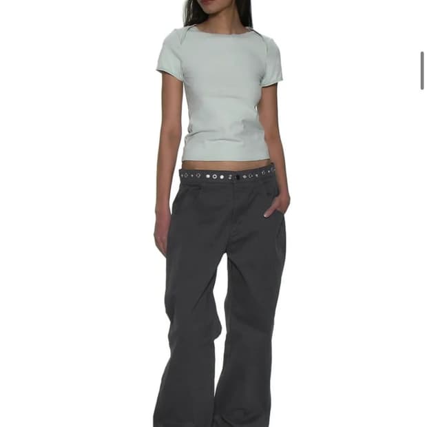 파르티멘토 우먼 투웨이 메탈 포인티드 더블 웨이스트 팬츠 차콜