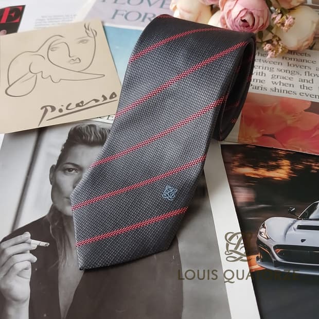 루이까또즈 실크 스트라이프 넥타이 7.3cm A+등급 A19385
