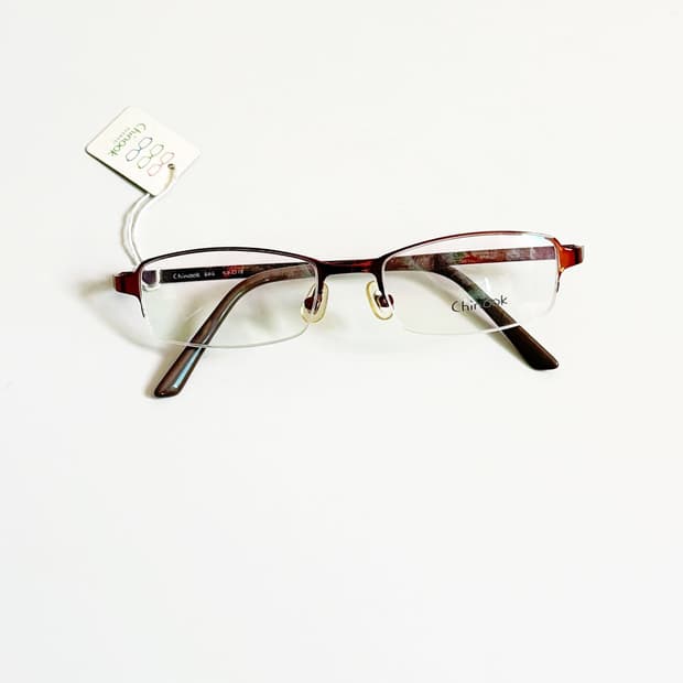 CHINOOK 브라운 메탈 반무테 스퀘어 빈티지 안경