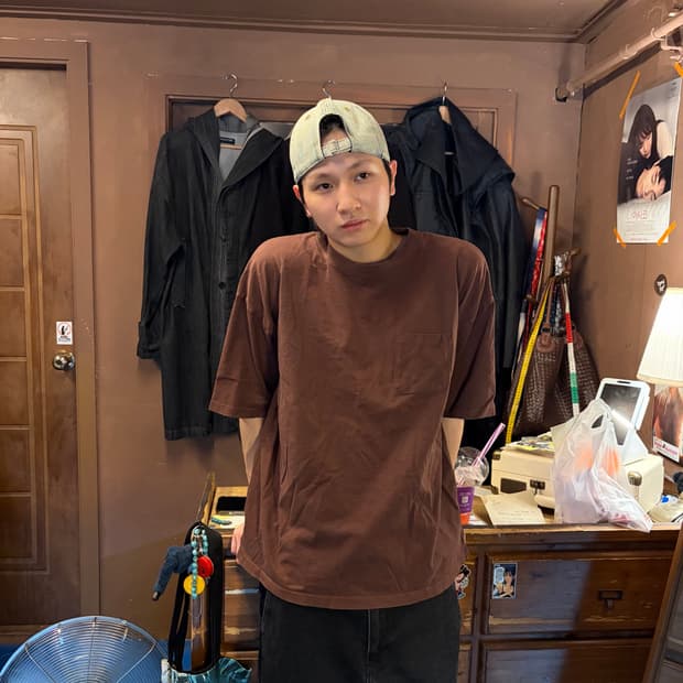 RAGEBLUE 레이지블루 브라운 포켓 티셔츠