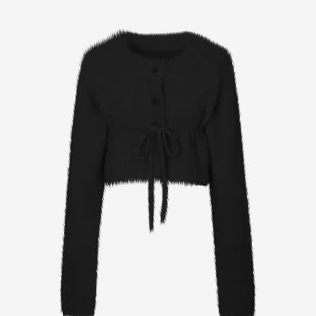 페인오어플레져 엔젤라 니트 가디건 블랙