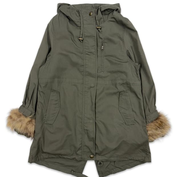 빈티지 JEANASIS 카키 퍼 기모 야상