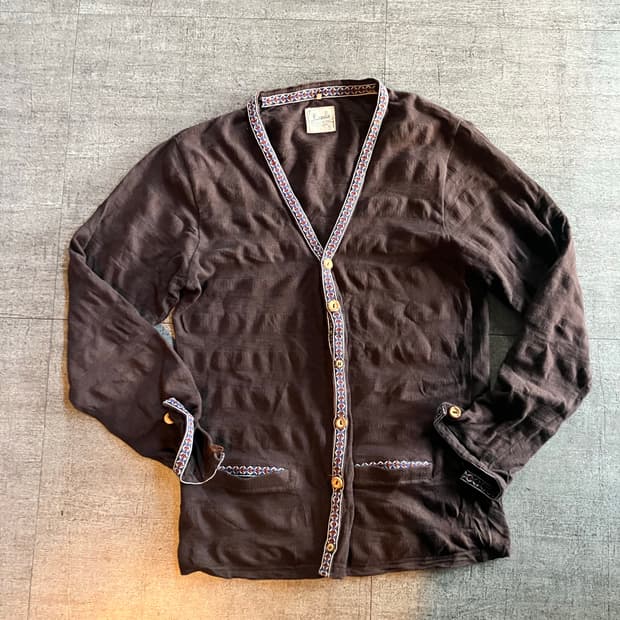 일본빈티지 Lasula 핀터깔 아메카지 모리걸너드남 보헤미안가디건