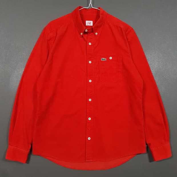 100 (L) 라코스테 라이브 크록 포켓 코듀로이 셔츠 골덴 남방 레드