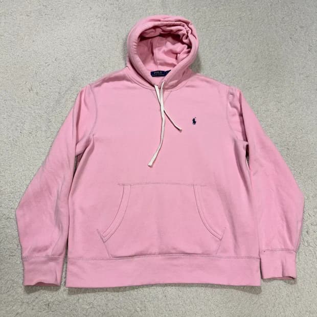 폴로 랄프로렌 핑크 후드티 기모 L