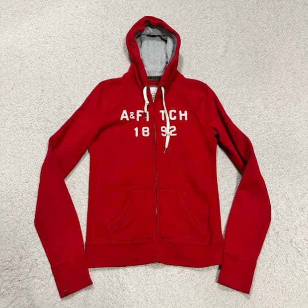 아베크롬비 레드 기모 후드집업 여성 m