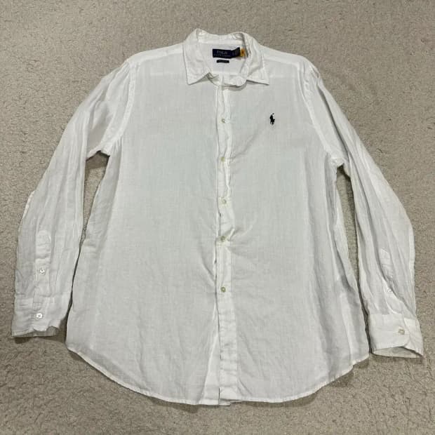 폴로 랄프로렌 린넨 셔츠 화이트 긴팔 L