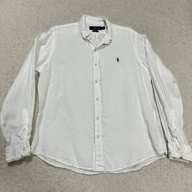 폴로 랄프로렌 린넨 긴팔 셔츠 화이트 m