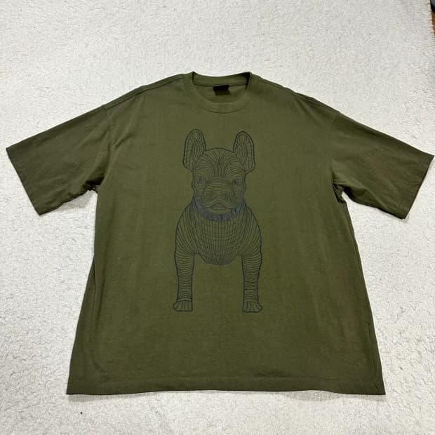 라이프워크 강아지 반팔 티셔츠 카키 xl