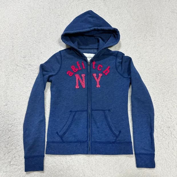아베크롬비 NY 자수 후드집업 네이비