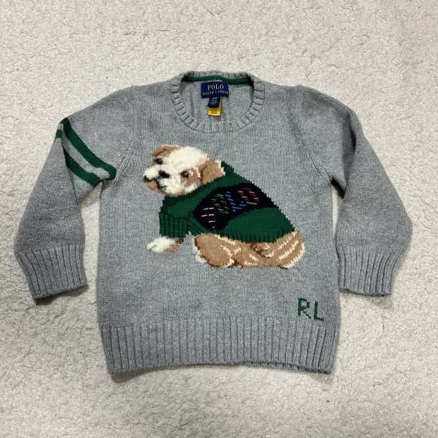 폴로 랄프로렌 아동 키즈 강아지 니트 회색 3t