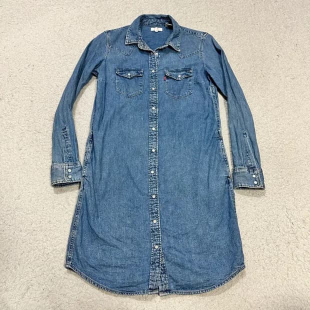 리바이스 데님 롱 셔츠 원피스 xs